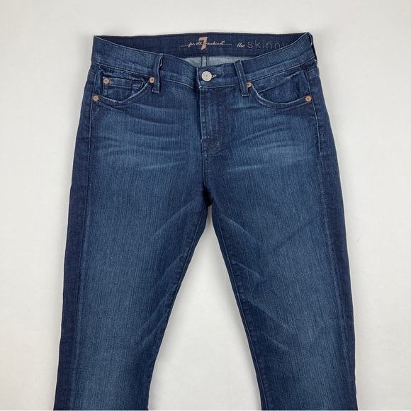 7 For All Mankind Jeans Womens Size 26 The Skinny Blue Dark Wash Denim - Picture 4 of 12